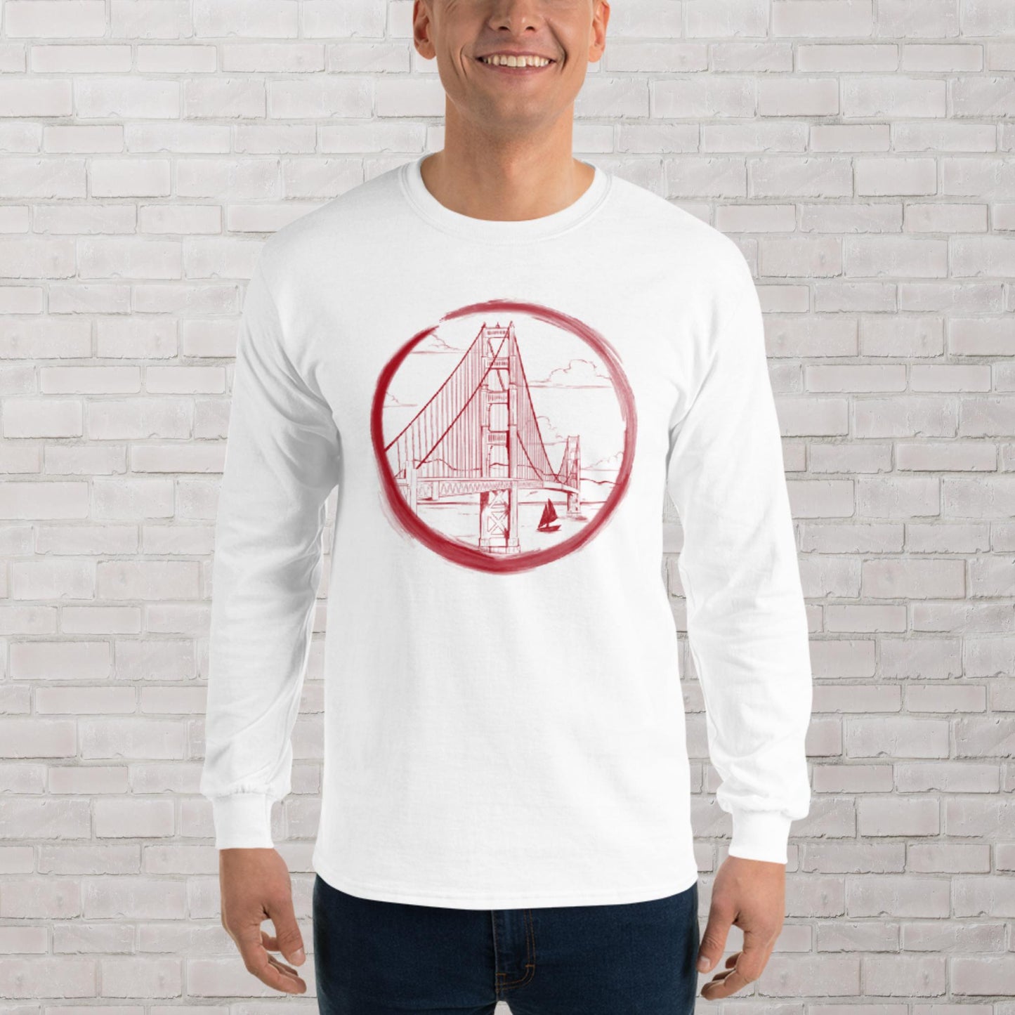 Niner Red Golden Gate Bridge Sleeve Shirt